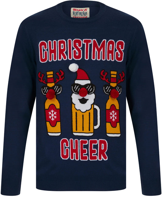 Christmas Cheer Mens Christmas Jumper - Blue