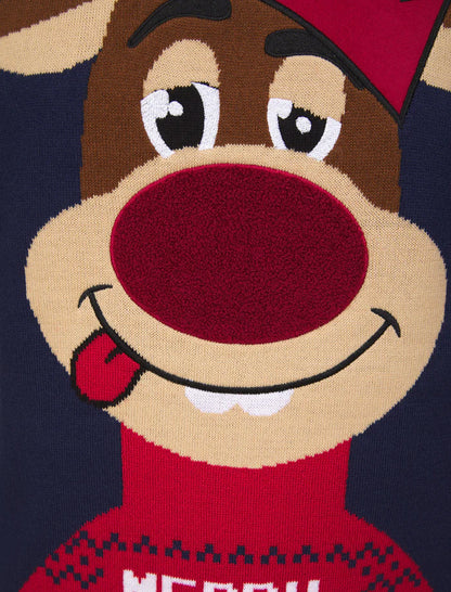 Christmas Feelin Merry LED Light Up Mens Jumper - Blue