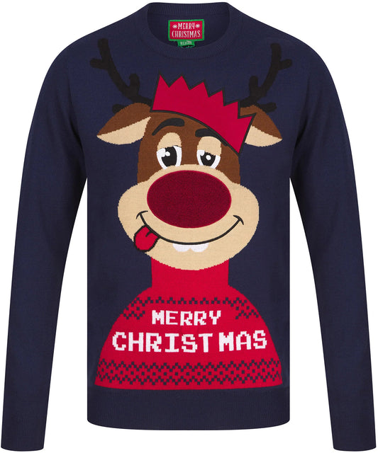 Christmas Feelin Merry LED Light Up Mens Jumper - Blue