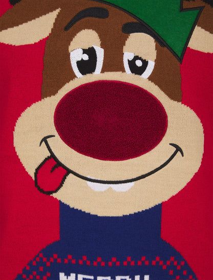 Christmas Feelin Merry LED Light Up Mens Jumper - Red