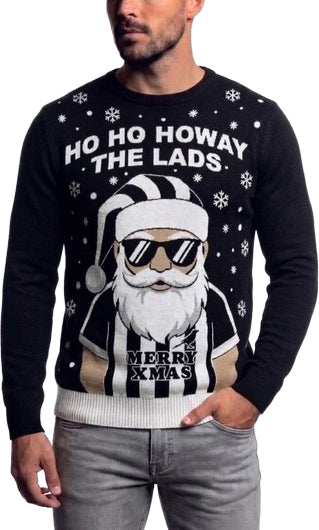 Christmas Ho Ho Howay The Lads Mens Christmas Jumper - Black