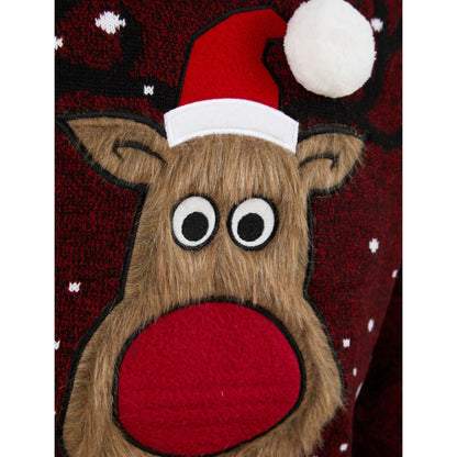 Christmas Merry Deer Mens Jumper - Red