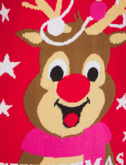 Christmas Merry Stars Junior Christmas Jumper - Red