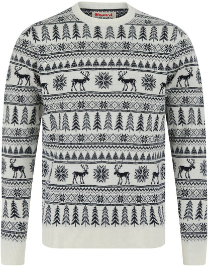 Christmas Nilsen Nordic Fairisle Mens Christmas Jumper White