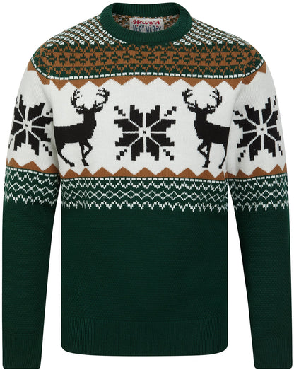 Christmas Nordic Fair Isle Festive Mens Jumper - Green