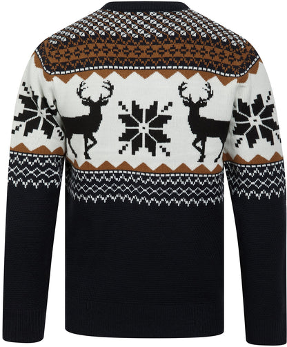 Christmas Nordic Fair Isle Festive Mens Jumper - Ink