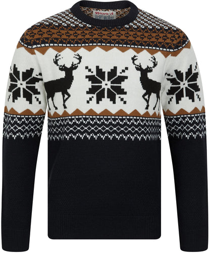 Christmas Nordic Fair Isle Festive Mens Jumper - Ink