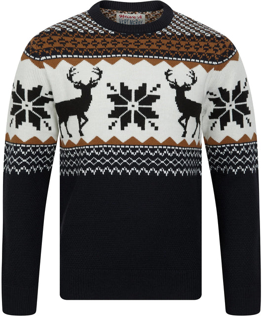 Christmas Nordic Fair Isle Festive Mens Jumper - Ink