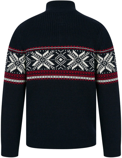 Christmas Nordic Fair Isle Gacy Half Zip Mens Jumper - Ink