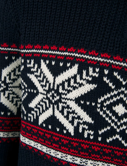 Christmas Nordic Fair Isle Gacy Half Zip Mens Jumper - Ink