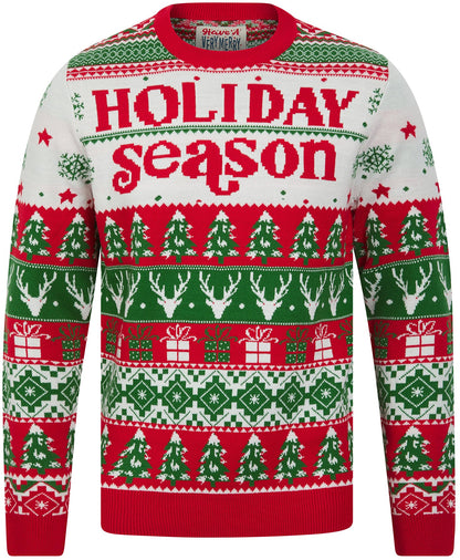 Christmas Nordic Fair Isle Holiday Season Mens Jumper - Red