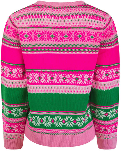 Christmas Nordic Fair Isle Joyful Womens Jumper - Pink