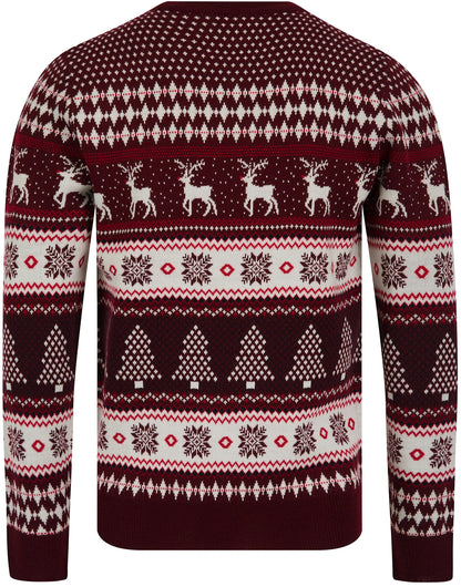 Christmas Nordic Fair Isle Milat Mens Jumper - Claret
