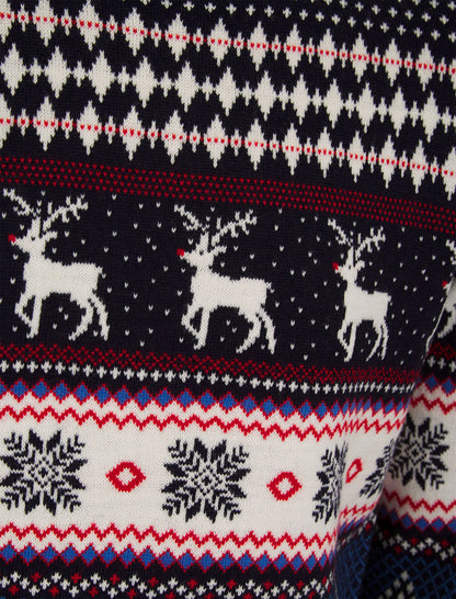 Christmas Nordic Fair Isle Milat Mens Jumper - Ink