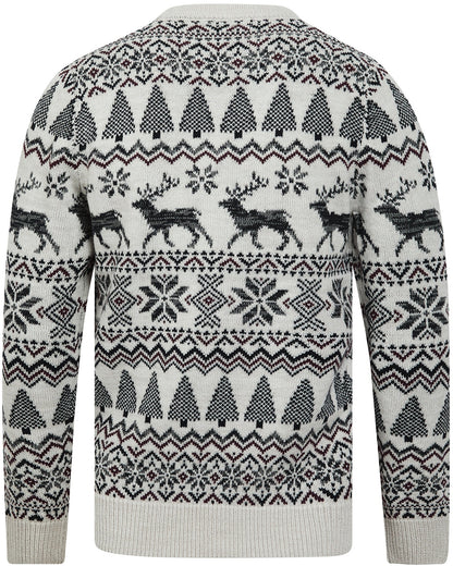 Christmas Nordic Fair Isle Oatgrey Mens Jumper - Chalk
