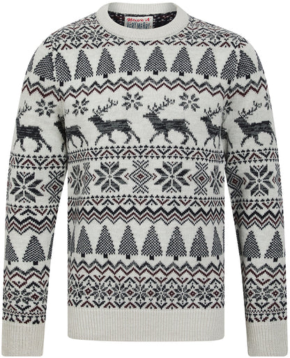 Christmas Nordic Fair Isle Oatgrey Mens Jumper - Chalk