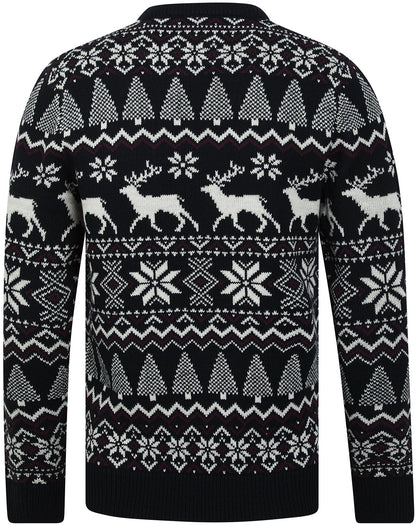 Christmas Nordic Fair Isle Oatgrey Mens Jumper - Ink