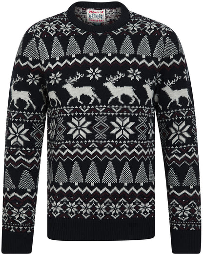 Christmas Nordic Fair Isle Oatgrey Mens Jumper - Ink