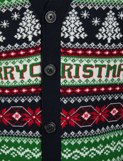 Christmas Novelty Design Mens Cardigan - Ink