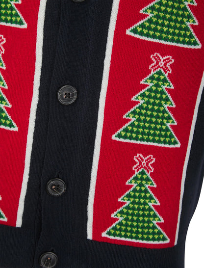 Christmas Osier 2 Xmas Tree Pattern Mens Cardigan - Ink