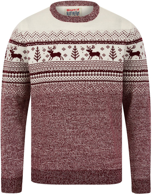 Christmas Rifkin Nordic Fairisle Mens Christmas Jumper - Red