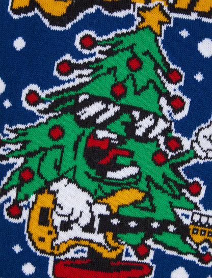 Christmas Rocking Tree Junior Christmas Jumper - Blue