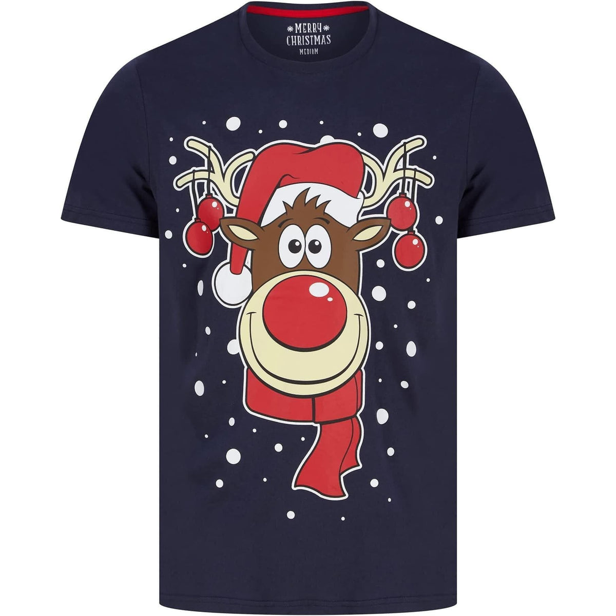 Christmas Rudolph Snowflake Short Sleeve  Peacoat