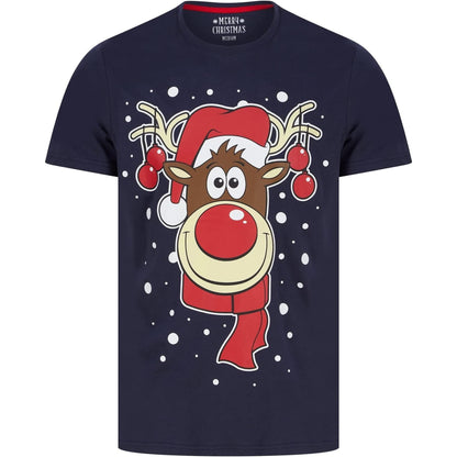 Christmas Rudolph Snowflake Short Sleeve  Peacoat