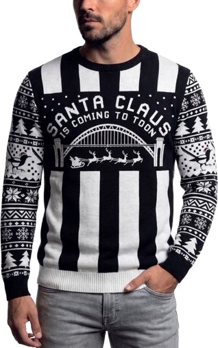 Christmas Santa Claus Is Coming To Toon Mens Christmas Jumper - Black
