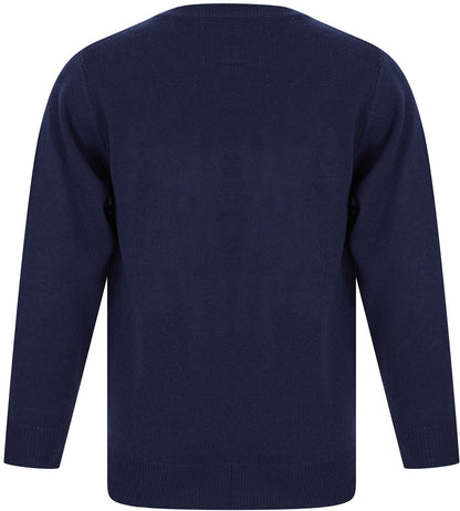 Christmas Santa Head Repeat Junior Christmas Jumper - Blue