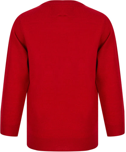 Christmas Santa Head Repeat Junior Christmas Jumper - Red