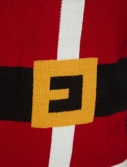 Christmas Santa Novelty Hooded Mens Jumper - Red
