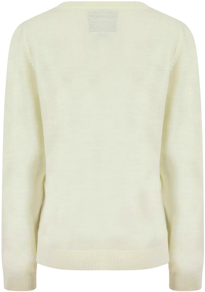 Christmas Santa Wine Womens Christmas Jumper - Cream