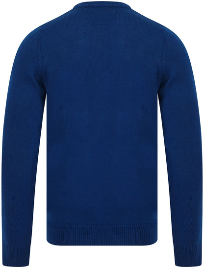 Christmas Snow Deer Motif Mens Jumper - Blue