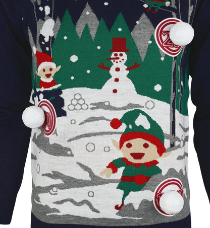 Christmas Snowball Fight Mens Christmas Jumper - Blue