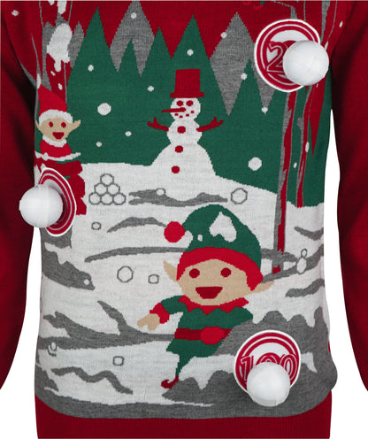 Christmas Snowball Fight Mens Christmas Jumper - Red