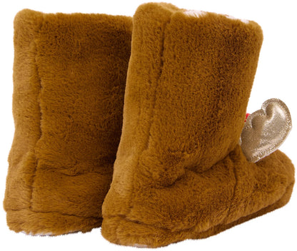Christmas Stampy Reindeer Slippers - Brown