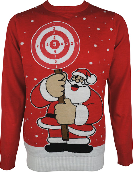 Christmas Target Santa Mens Christmas Jumper Red – Start Fitness