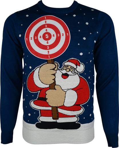 Christmas Target Santa Mens Christmas Jumper - Blue