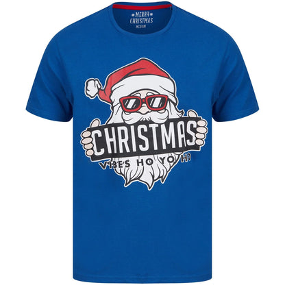 Christmas Vibes Mens Short Sleeve Top - Blue