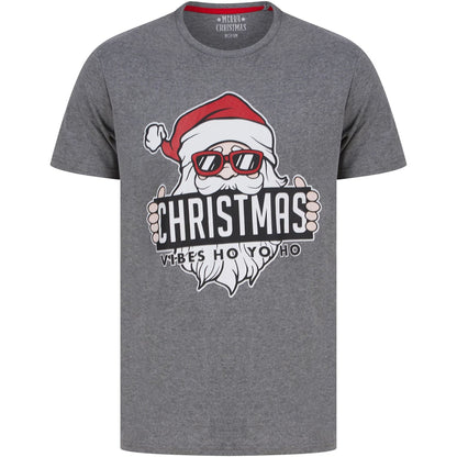 Christmas Vibes Mens Short Sleeve Top - Grey