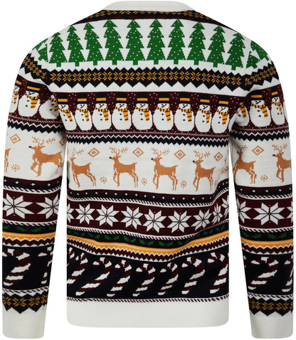 Christmas Vintage Wrapping Paper Pattern Mens Jumper - Ecru