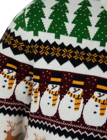 Christmas Vintage Wrapping Paper Pattern Mens Jumper - Ecru