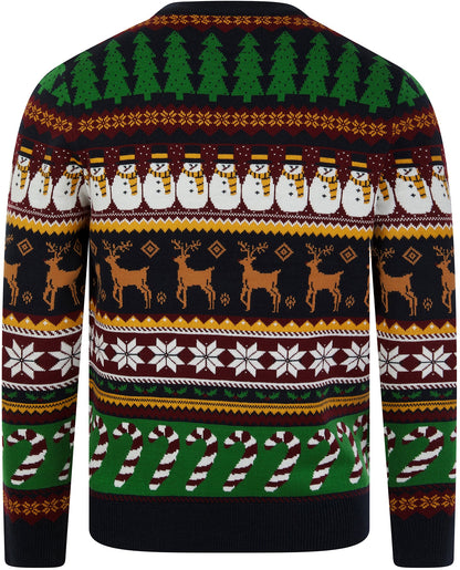 Christmas Vintage Wrapping Paper Pattern Mens Jumper - Ink
