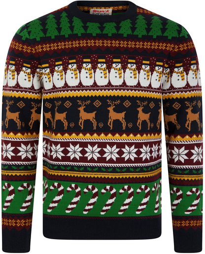 Christmas Vintage Wrapping Paper Pattern Mens Jumper - Ink