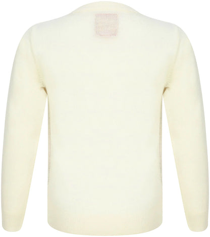 Christmas Waving Reindeer Junior Christmas Jumper - Cream