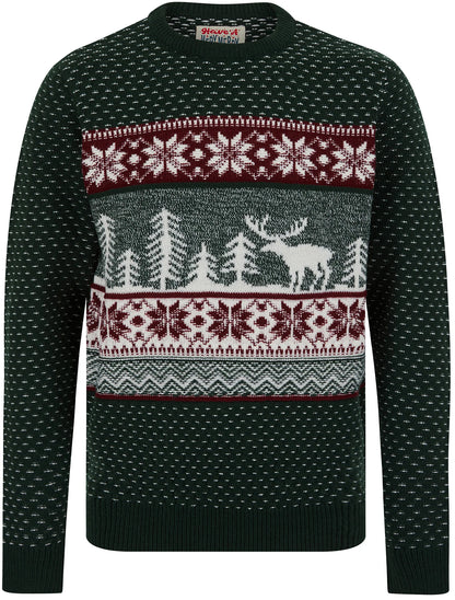 Christmas Westwick Festive Scene Mens Jumper - Green