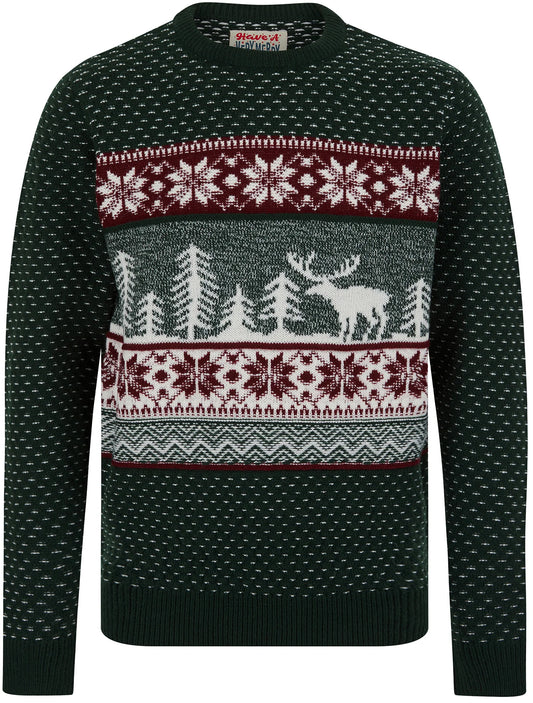 Christmas Westwick Festive Scene Mens Jumper - Green