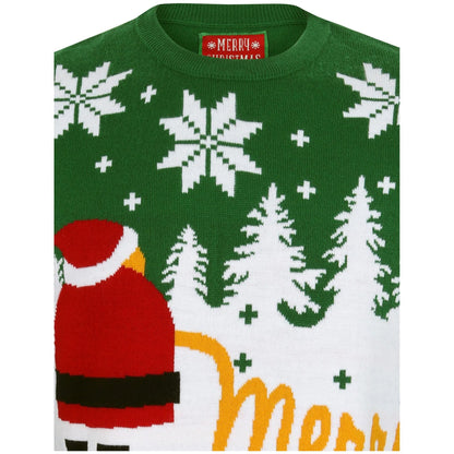 Christmas Xmas Snow Jumper  Green Details