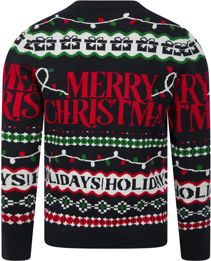 Christmas Xmas Wrapping Paper Pattern Novelty Mens Jumper - Ink